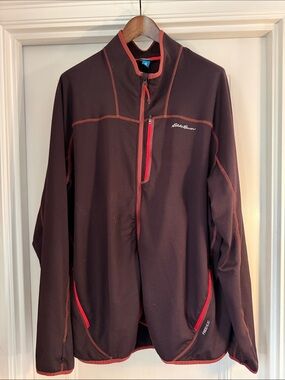 Eddie Bauer Burgundy/Brown Performance Jacket with Red Trim